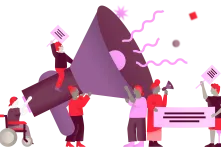 Illustration of a group of people demonstrating