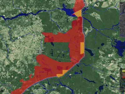 Satellitenbild von der Grenzregion zwischen Polen und Belarus