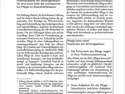 Pflege kann mehr_Positionspapier Stiftungsallianz Cover