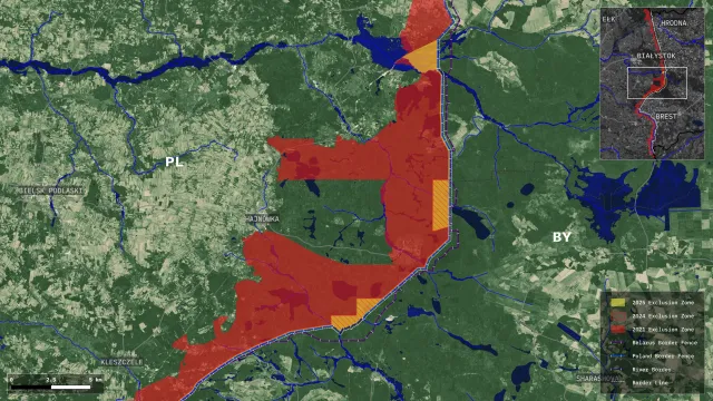 Satellitenbild von der Grenzregion zwischen Polen und Belarus