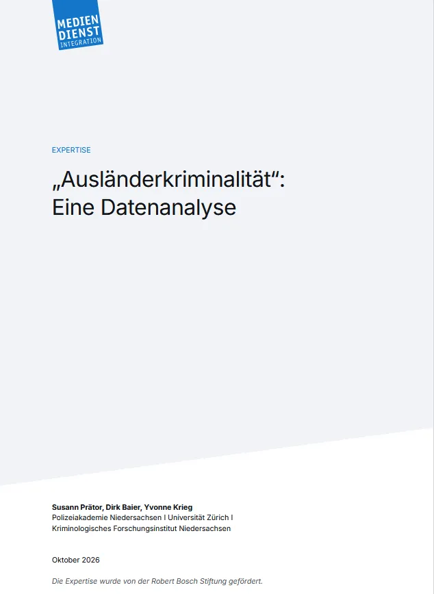 Cover der Publikation "Ausländerkriminalität" - Eine Datenanalyse