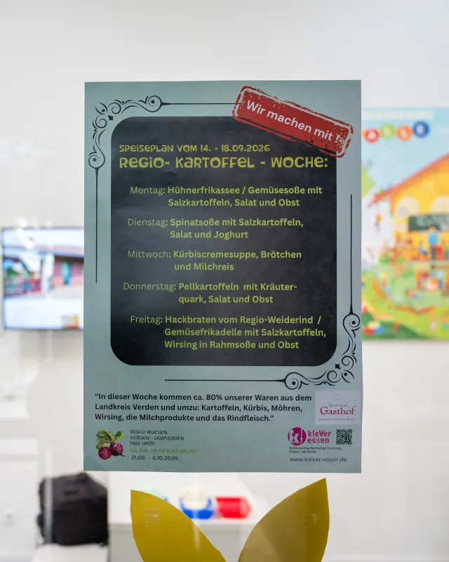 Der Speiseplan der Regiowoche in Verden, bei der es um regionales Essen geht